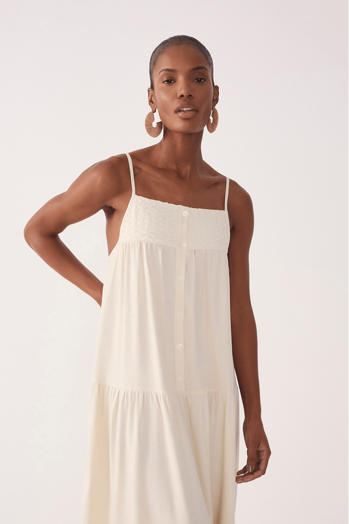 Vestido Cropped Linho Pala Bordada