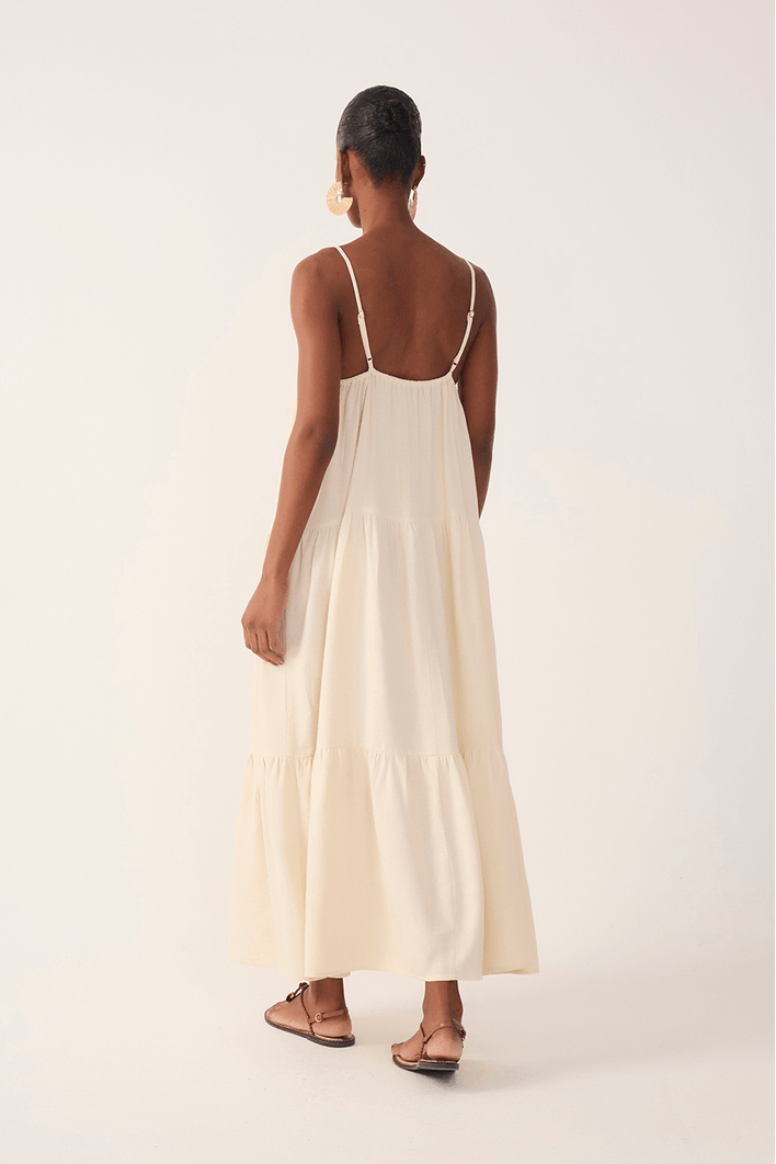 Vestido Cropped Linho Pala Bordada