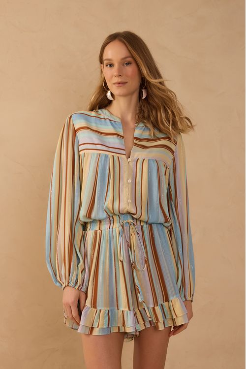 Bata Lurex Estampa Listra Céu