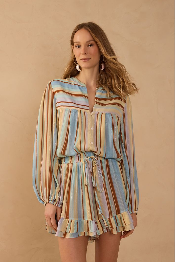 Bata Lurex Estampa Listra Céu