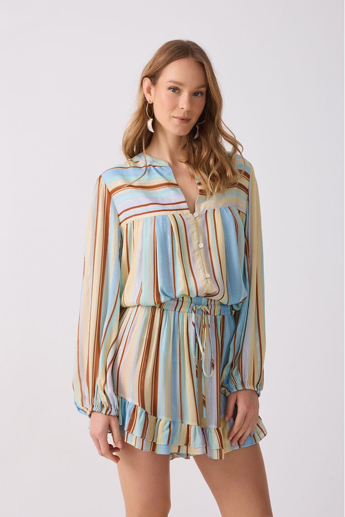 Bata Lurex Estampa Listra Céu