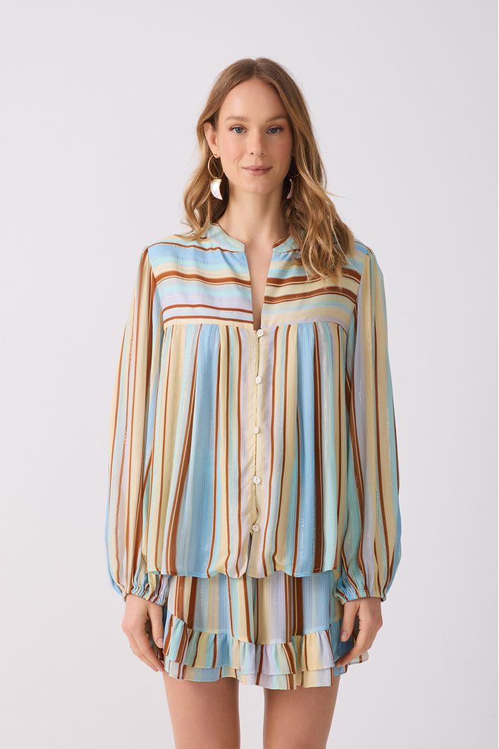 Bata Lurex Estampa Listra Céu