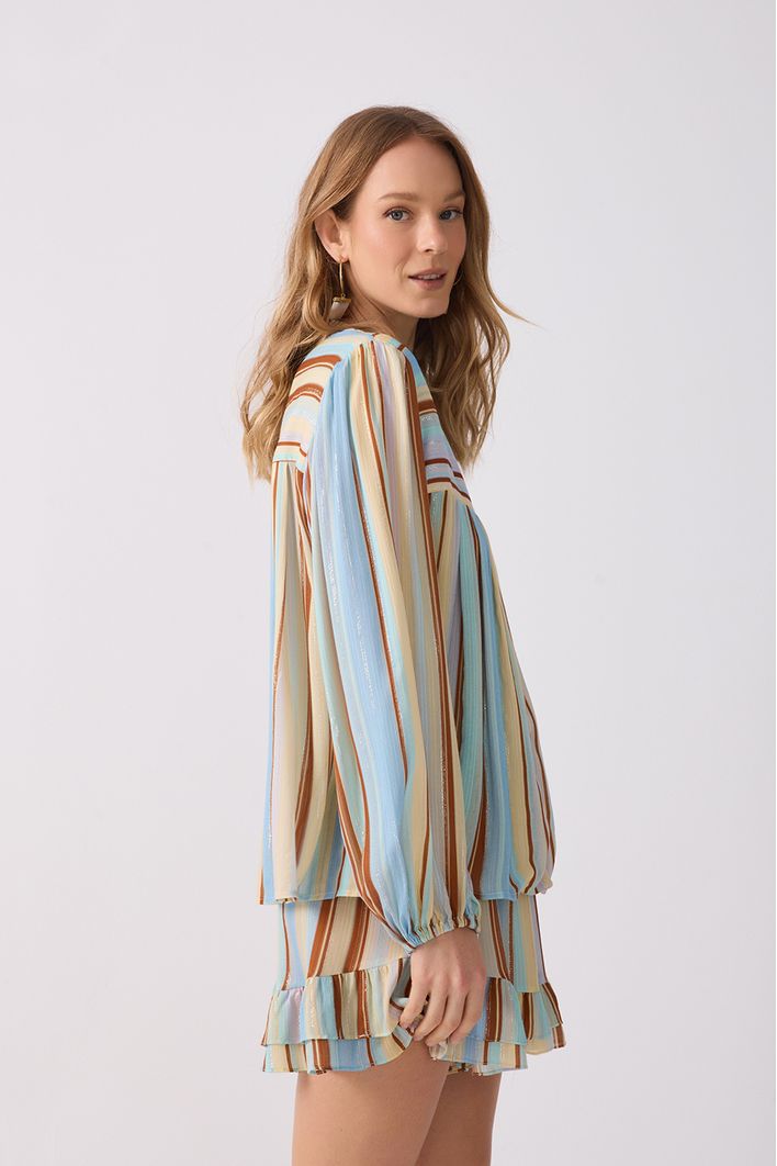 Bata Lurex Estampa Listra Céu