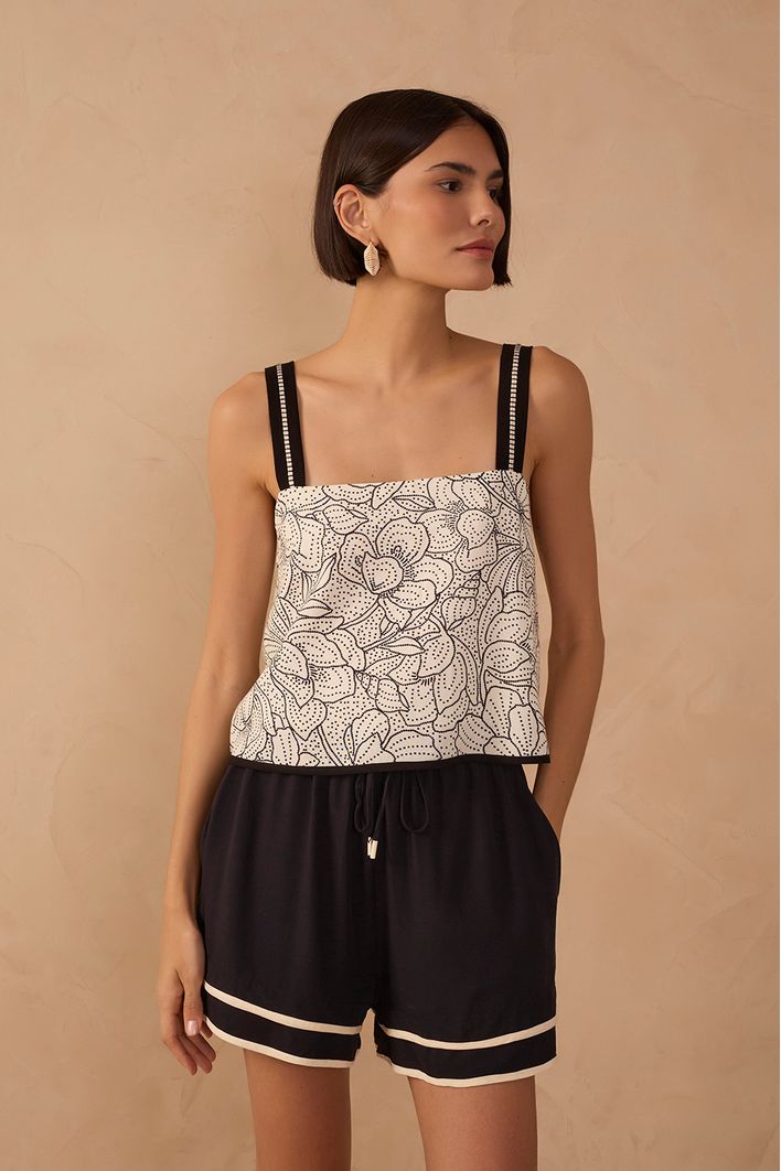 Blusa Linho Estampa Ponto A Ponto