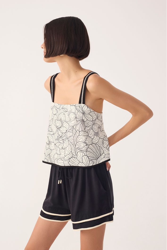 Blusa Linho Estampa Ponto A Ponto