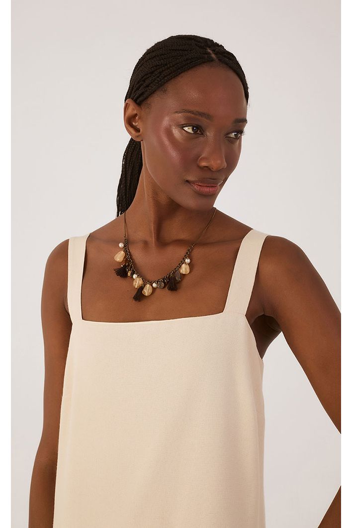 Vestido Cropped Linho Quadradinho