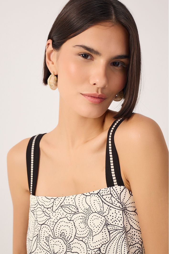 Blusa Linho Estampa Ponto A Ponto