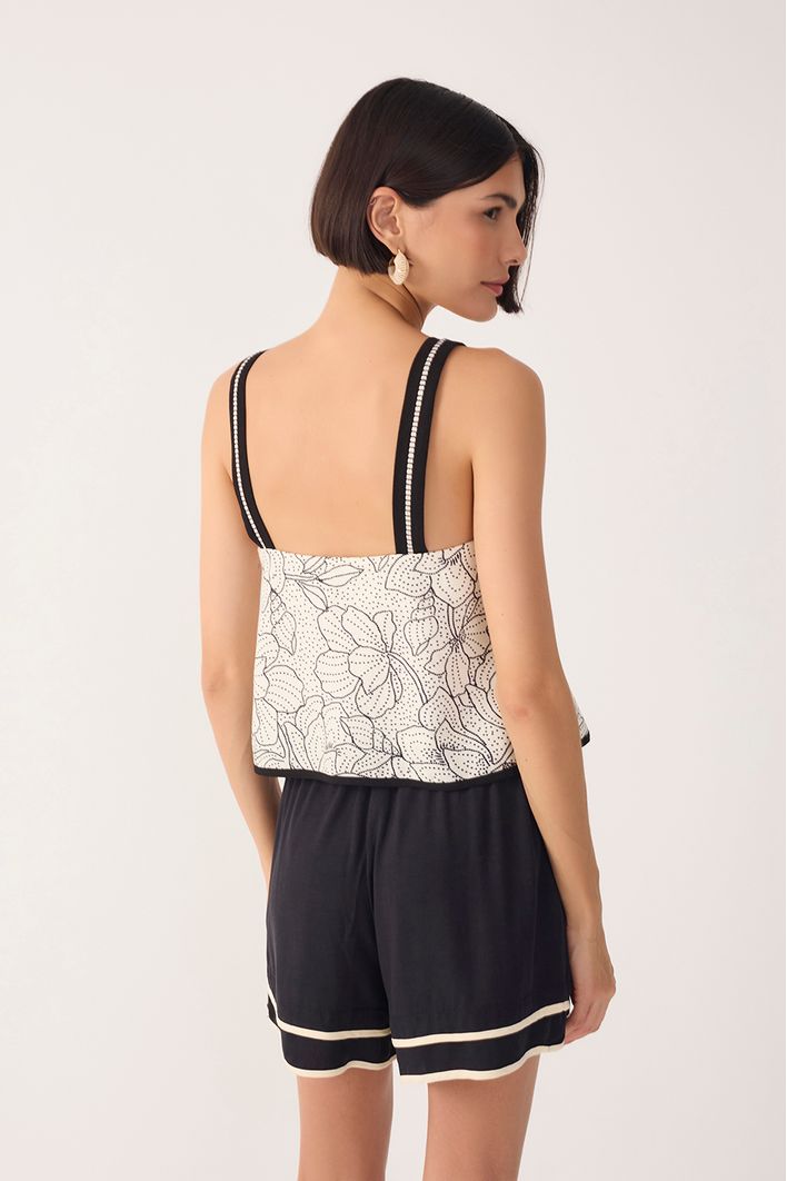 Blusa Linho Estampa Ponto A Ponto