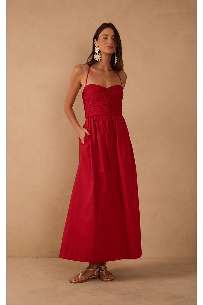 Vestido Cropped Algodão Drapeado