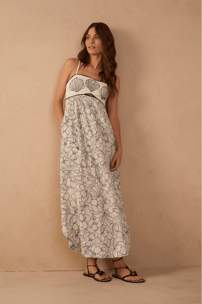 Vestido Cropped Estampa Ponto A Ponto