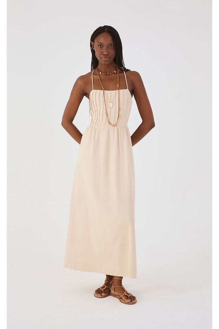 Vestido Linho Cropped Nervuras