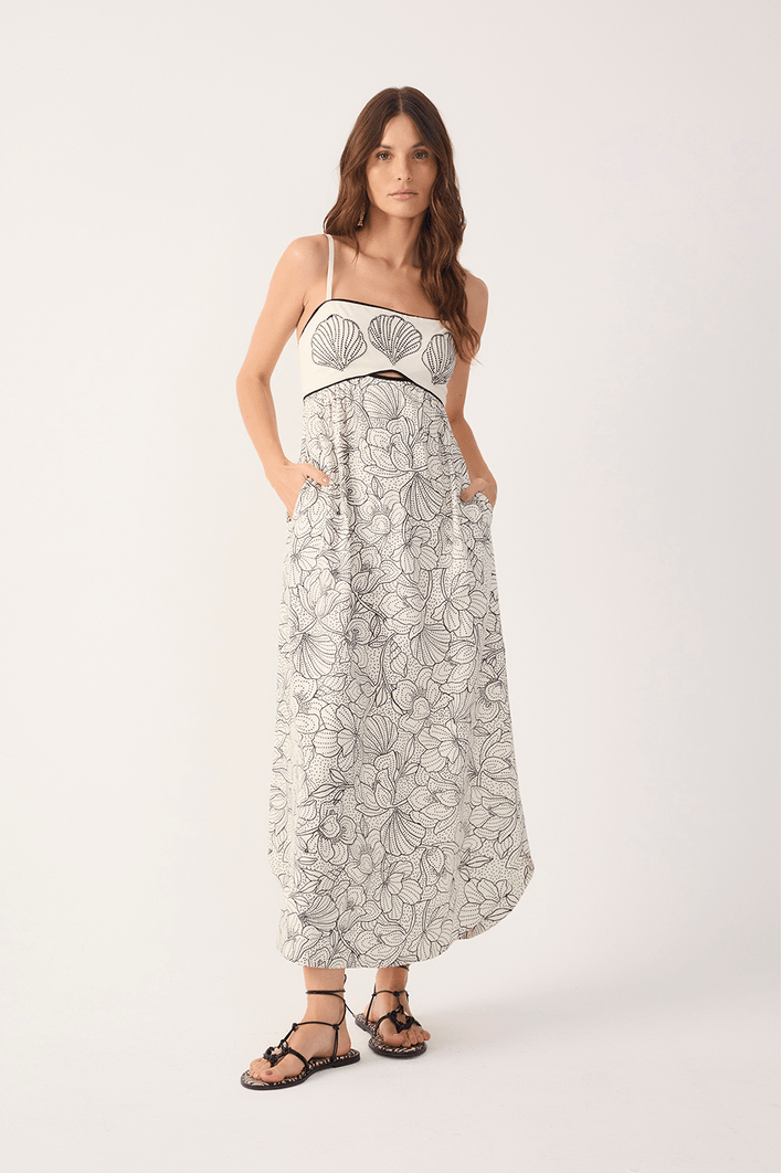 Vestido Cropped Estampa Ponto A Ponto