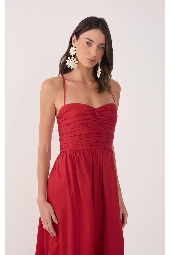 Vestido Cropped Algodão Drapeado