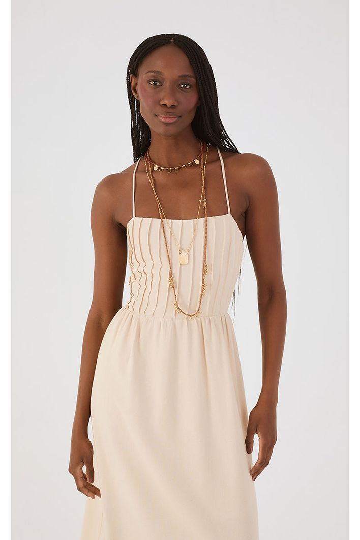 Vestido Linho Cropped Nervuras