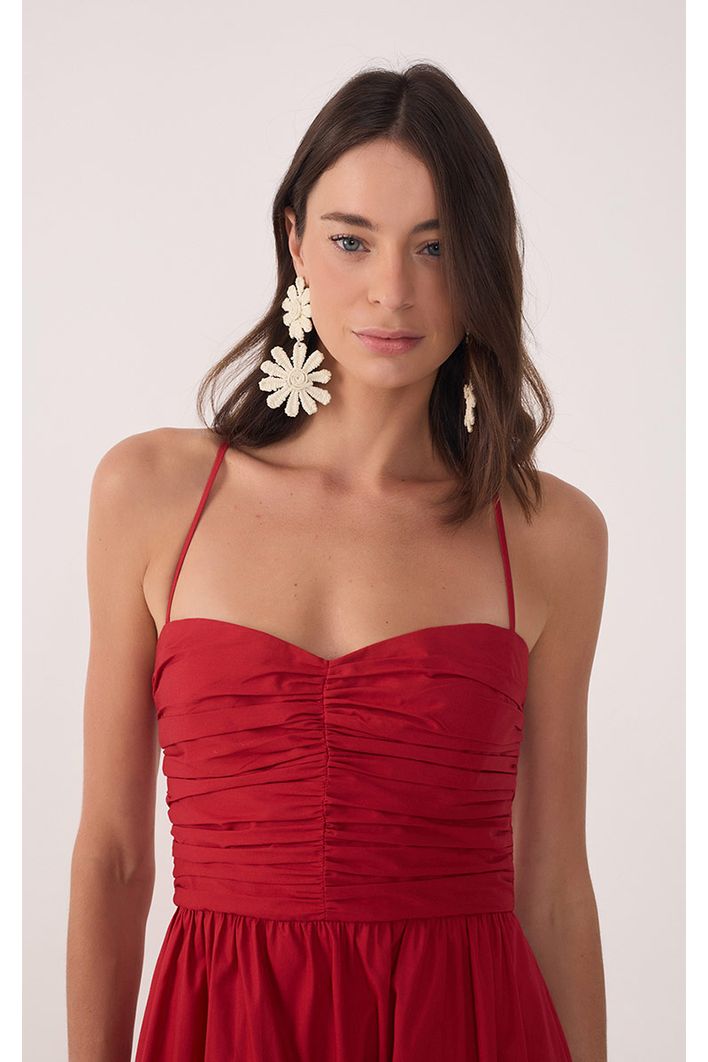 Vestido Cropped Algodão Drapeado