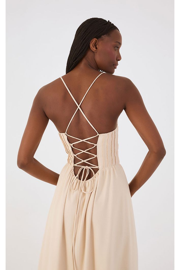 Vestido Linho Cropped Nervuras