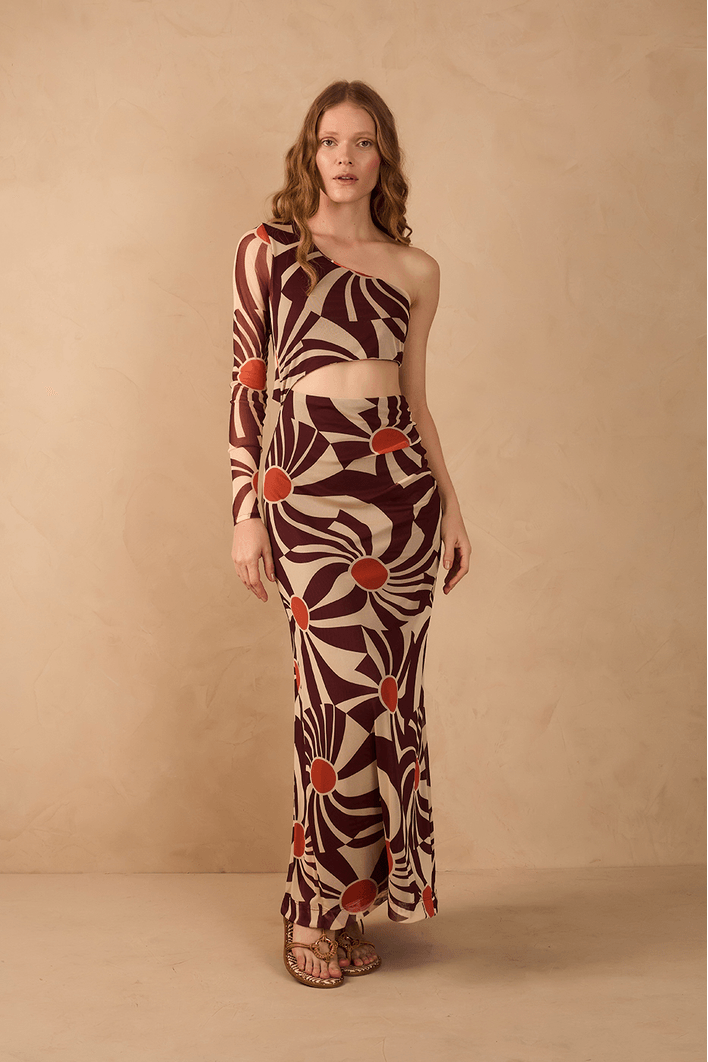 Vestido Cropped Tule Estampa Mormaço