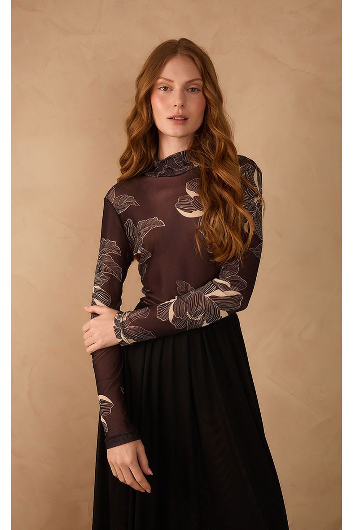 Blusa Segunda Pele Estampa Flora