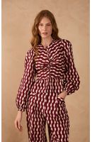 Blusa Peplum Tricoline Estampa Copa