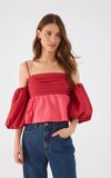Blusa Algodão Bicolor Manga Balonê