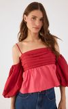 Blusa Algodão Bicolor Manga Balonê