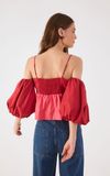 Blusa Algodão Bicolor Manga Balonê