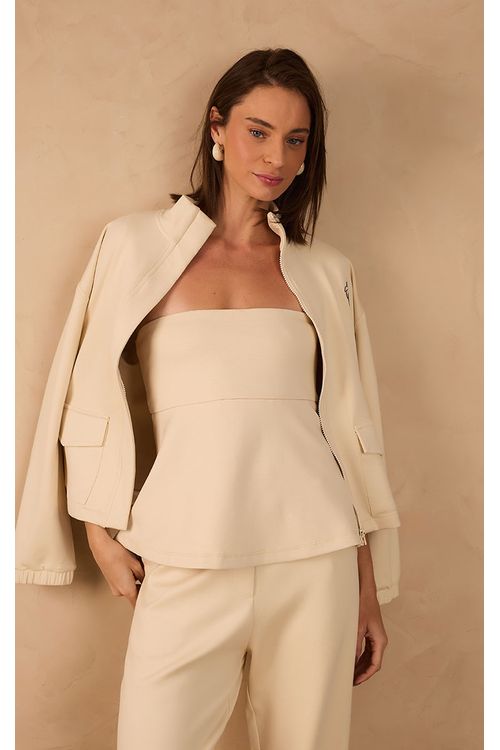 Blusa Strapless Alfaiataria