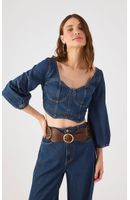 Blusa Jeans Com Manga