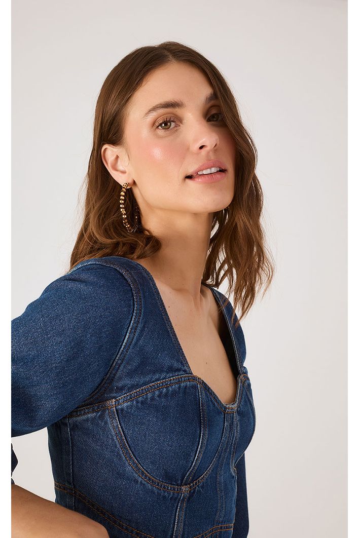 Blusa Jeans Com Manga