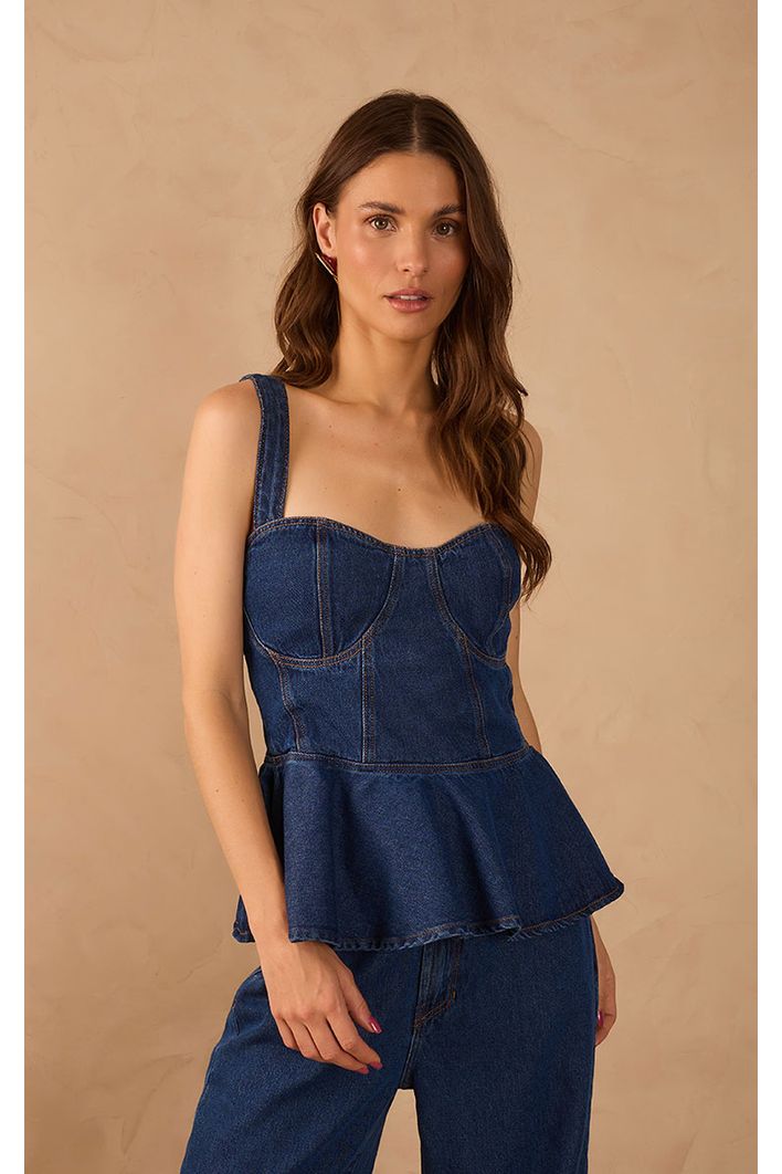 Blusa Jeans Peplum