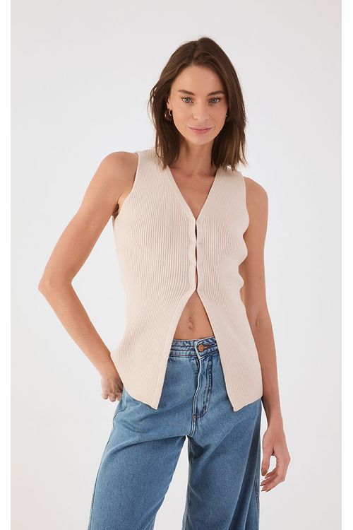 Blusa Tricot Colete Alongado