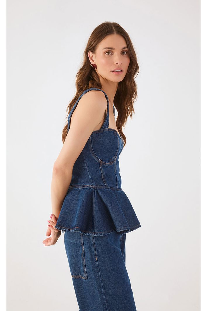 Blusa Jeans Peplum