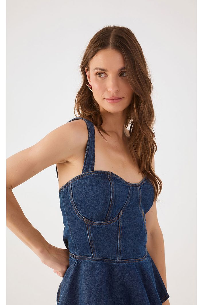 Blusa Jeans Peplum