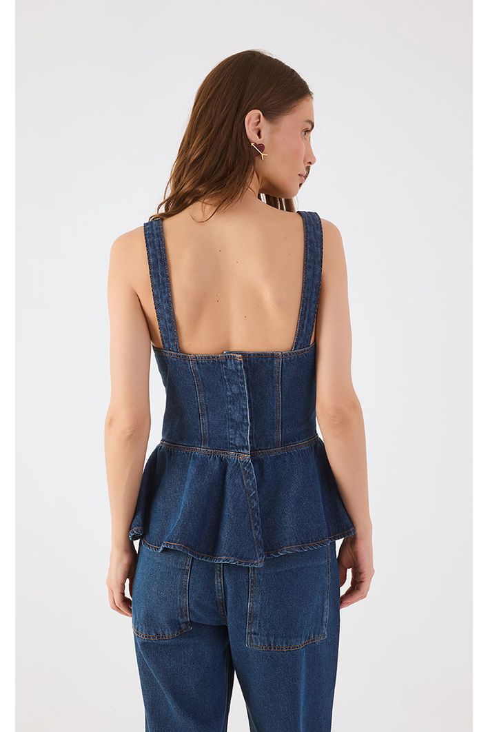 Blusa Jeans Peplum