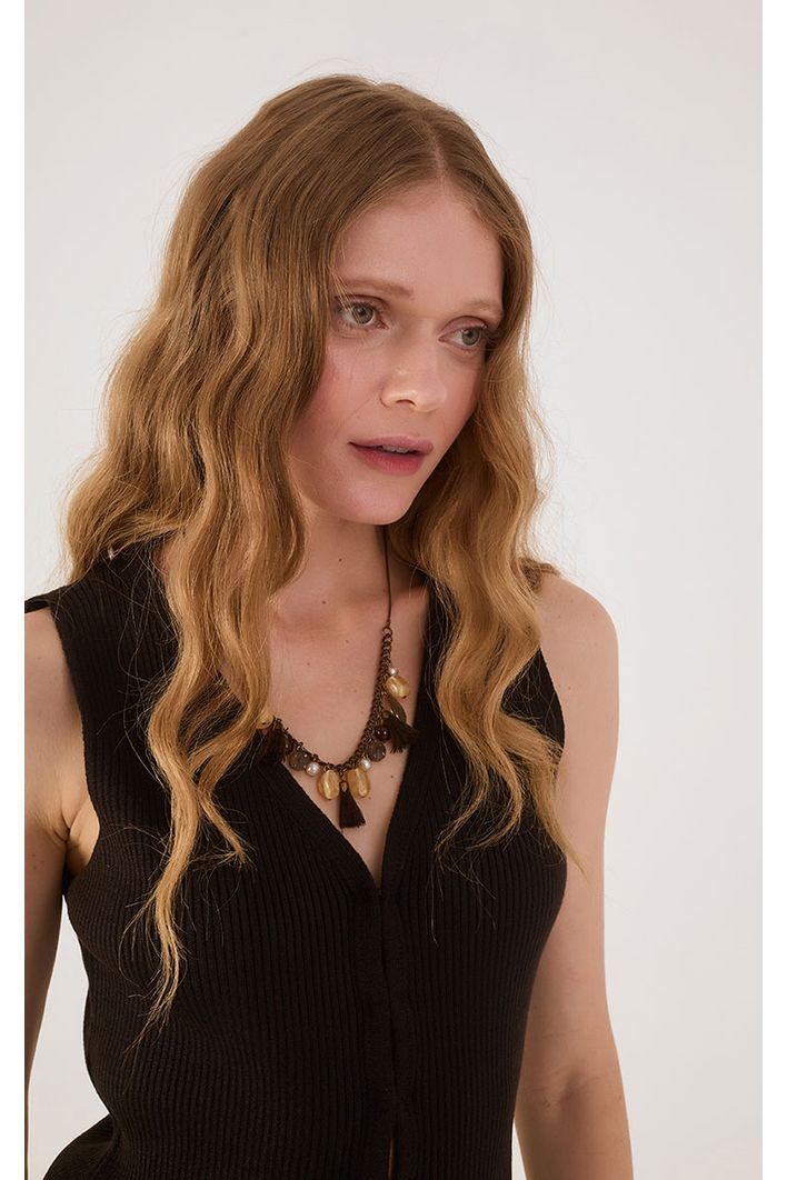 Blusa Tricot Colete Alongado