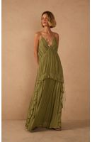 Vestido Longo Crepe Drapeado