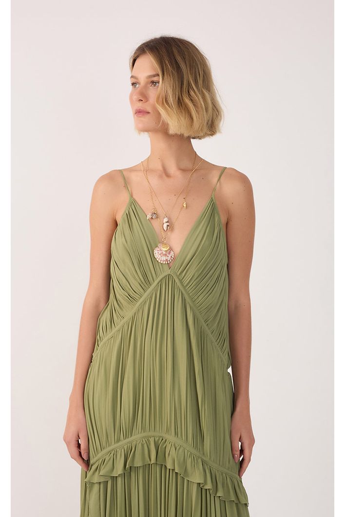 Vestido Longo Crepe Drapeado