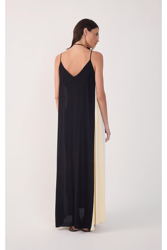 Vestido Cropped Crepe Recortes Color
