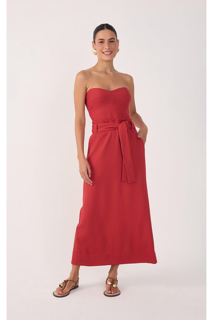 Vestido Midi Sem Alça