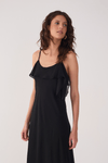 Vestido Cropped Crepe Decote Babado