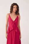 Vestido Longo Crepe Busto Torcido