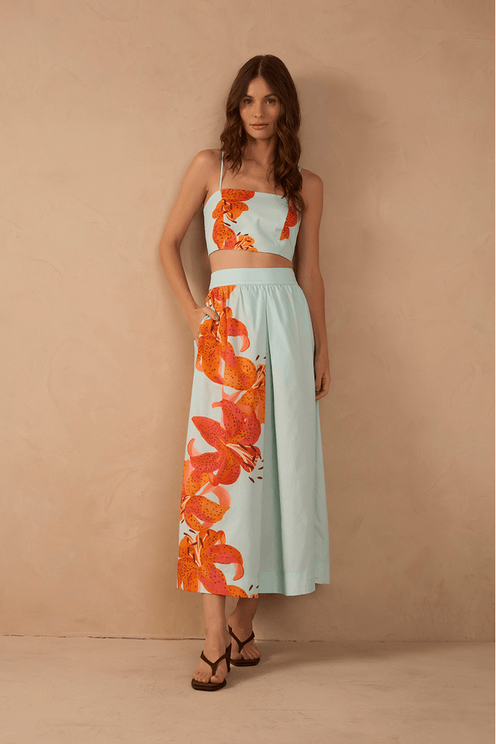 Conjunto Tricoline Estampa Lírios