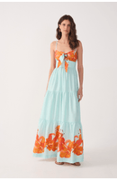 Vestido Cropped Tricoline Estampa Lírios