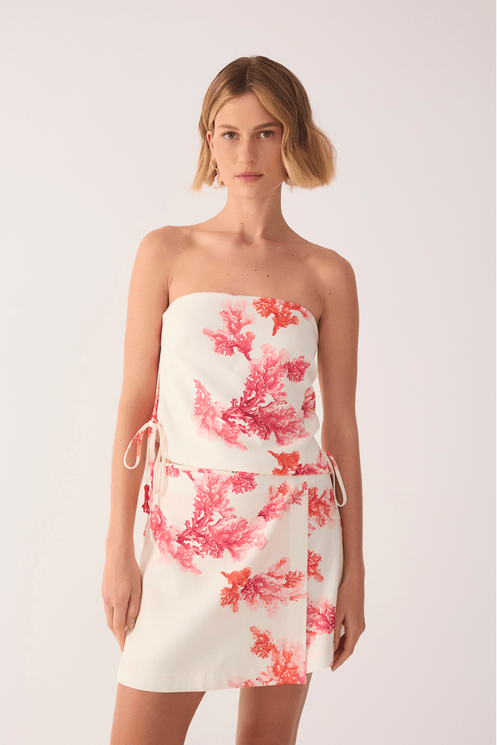 Blusa Linho Estampa Coral