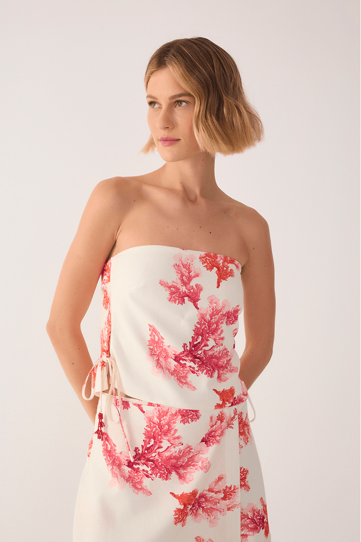 Blusa Linho Estampa Coral