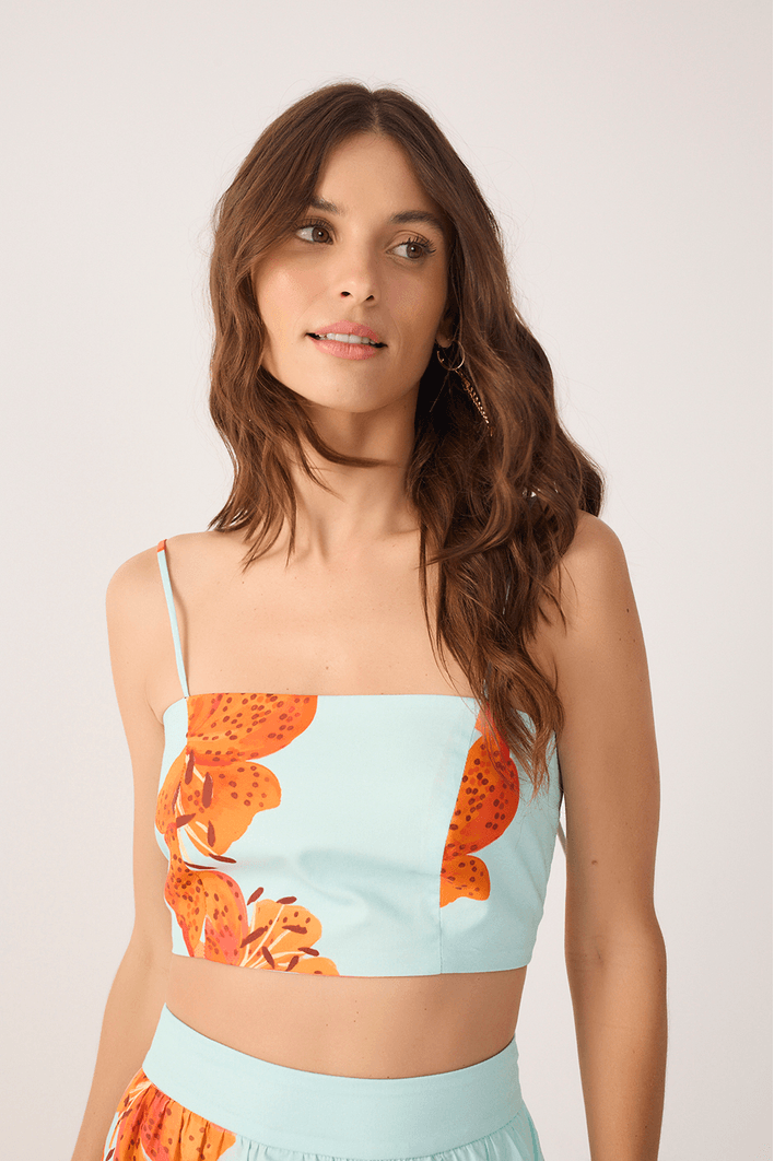 Conjunto Tricoline Estampa Lírios