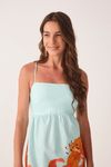 Vestido Tricoline Estampa Lírios