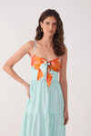 Vestido Cropped Tricoline Estampa Lírios