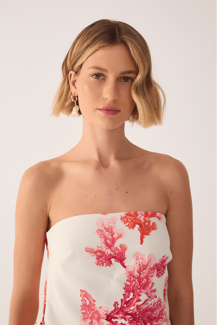 Blusa Linho Estampa Coral