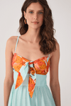 Vestido Cropped Tricoline Estampa Lírios